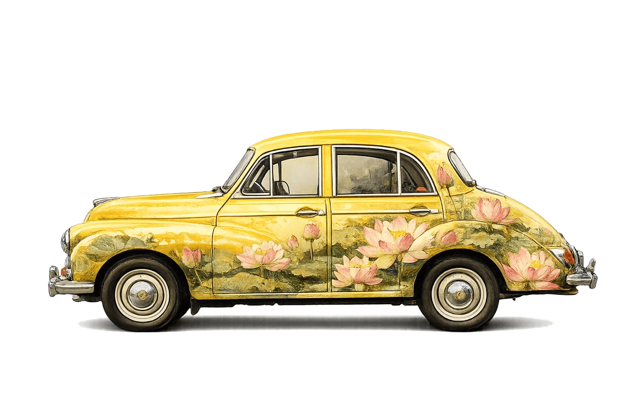 Hand-painted lotus motor car